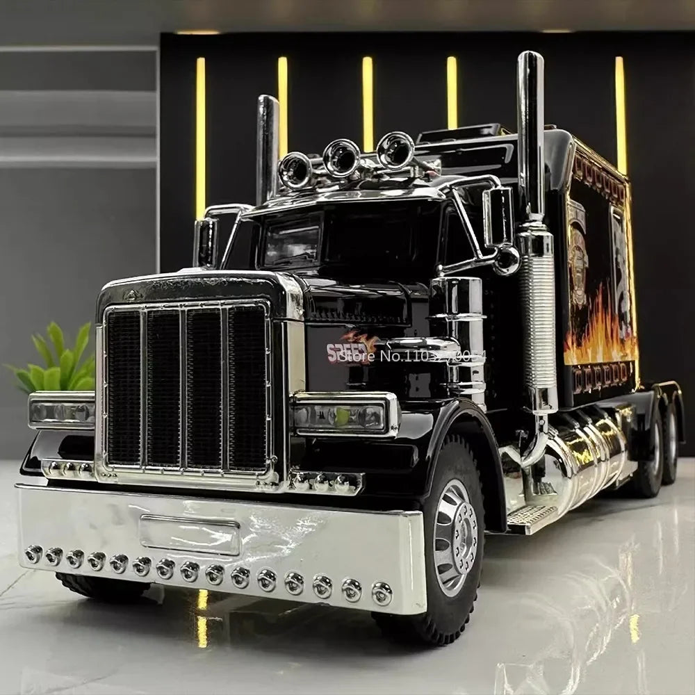 1/24 Tractor-Peterbilt 389 Alloy Model Car Toy High Simulation Metal Diecast Toys Models with Sound Light Boys' Gifts Collection