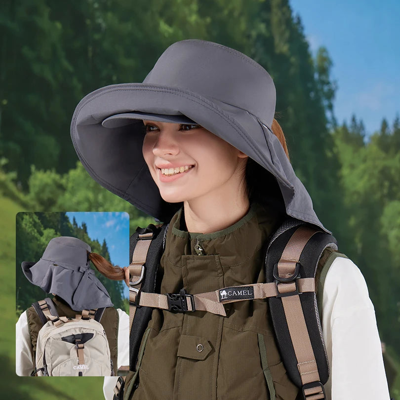 8921Springsummer outdoor double large roof sunscreen hat Korean fashion shawl visor children's quick-drying waterproof fisherma