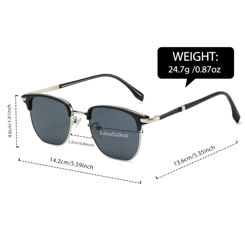 2pcs Vintage Semi-Rimless Men's Sunglasses Unisex Sunglasses Functional Line Design Protection SunglassesSuitable for Daily Wear
