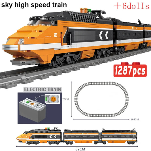 MOC City Series Train Metro Track Building Blocks Railroad Conveyance Toys Tr22