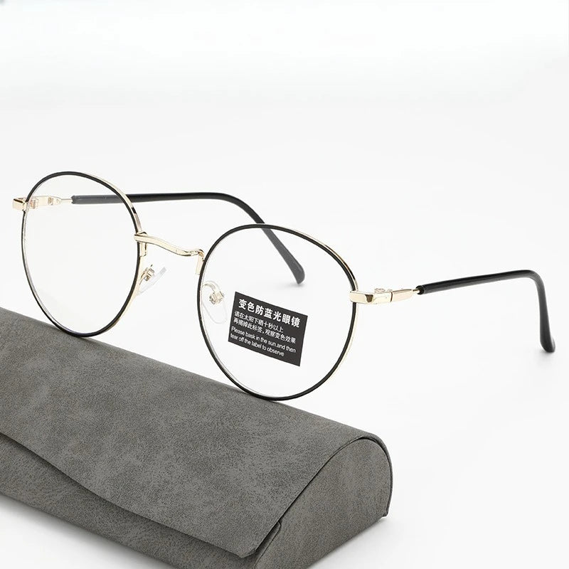 Retro anti blue light radiation gray glasses for men and women, Korean version, trendy photochromic glasses
