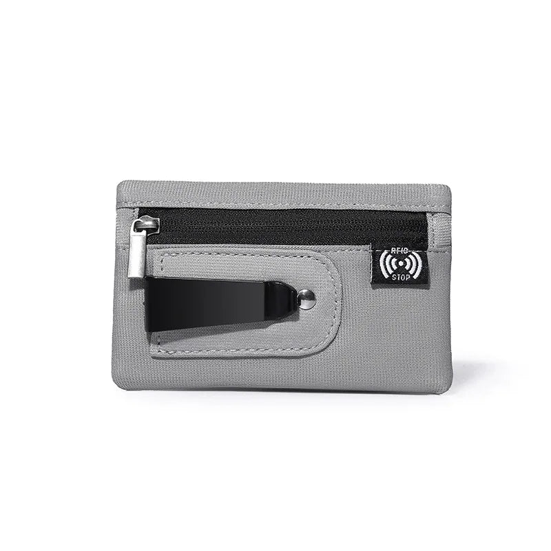 Mini Coin Purse Simple Fabric Pouch with Zipper & Belt Clip Non-braided RFID Blocking Money Bag Organizer for Cash and Coins