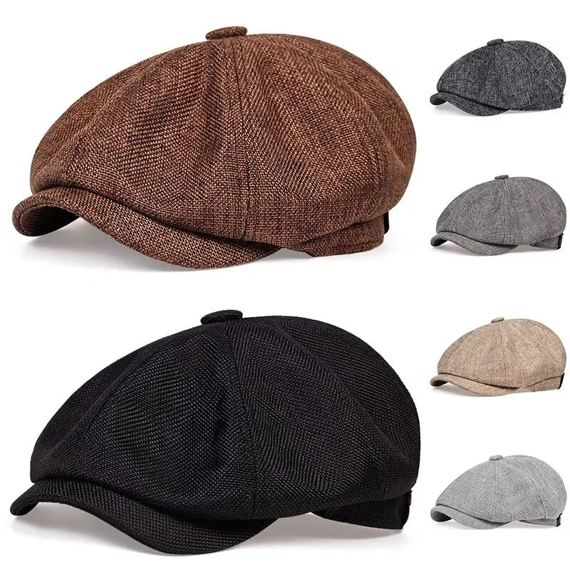Fashion Newsboy Cap Men's Twill Cotton Hat 8 Panel Baker Hats Retro Gatsby Hats