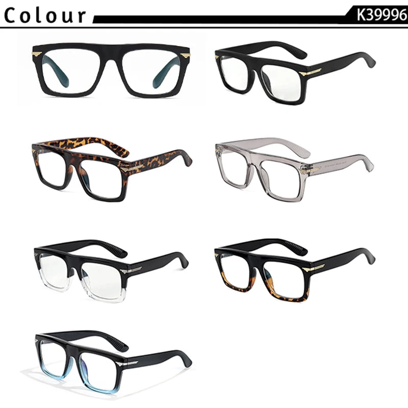 CATERSIDE Men Anti Blue Light Glasses for Square TR90 Frame Ultralight Retro Plain Glasses Trendy Myopia Computer Eyewear Frame