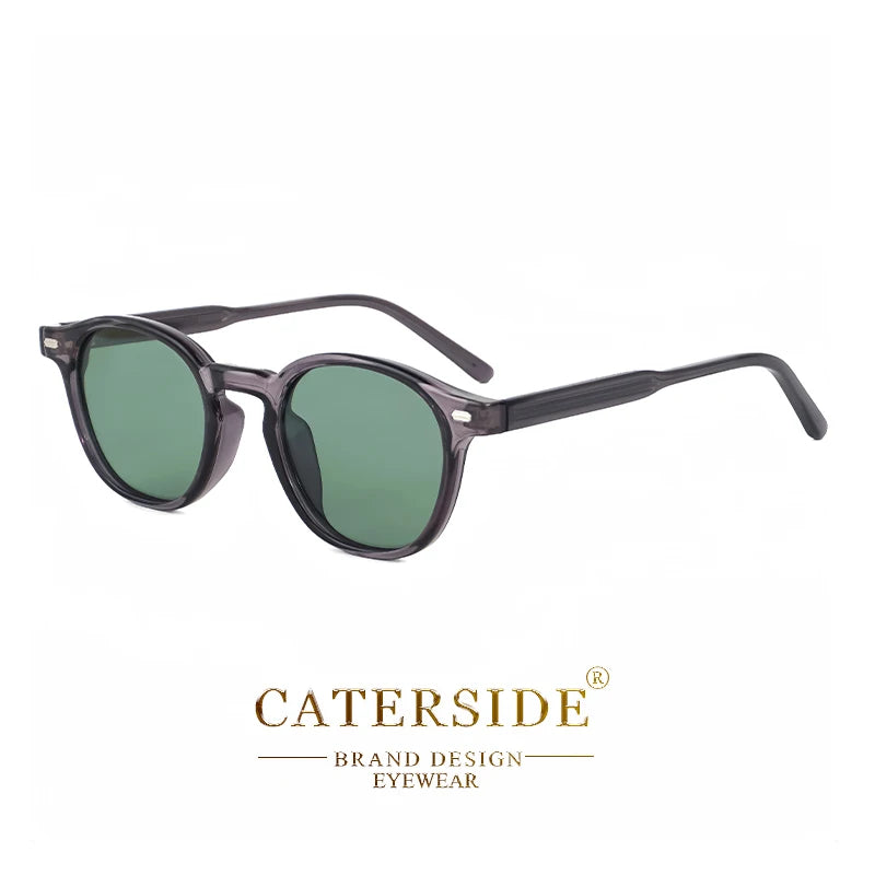 CATERSIDE Polarized Round Sunglasses Men TR Frame Core Insert Leg Sun Glasses Women Set Retro Driving Fishing Punk Eyewear UV400