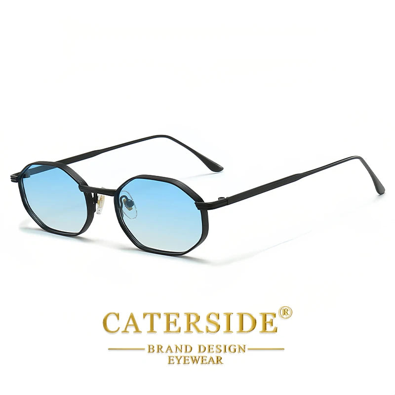 CATERSIDE Fashion Women's Small Frame Sunglasses High-Quality Polygonal Metal Frame Sun Glasses Men Party Outdoor Small Eyewear