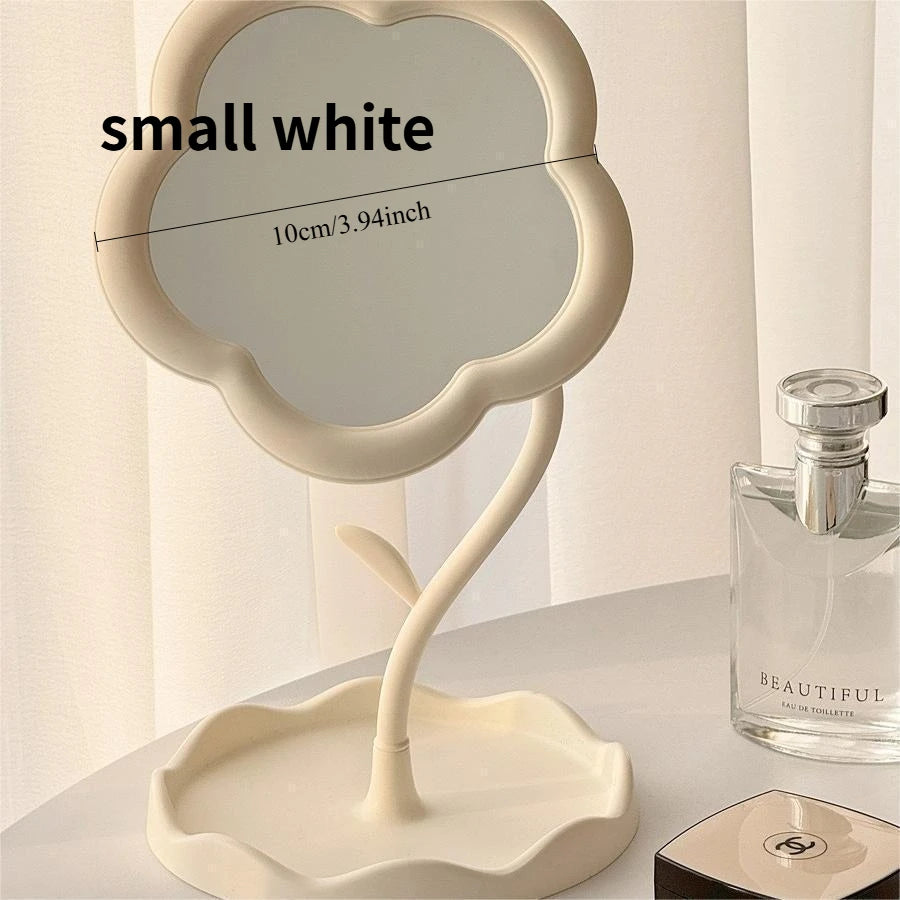 Desktop Sunflower Shape Vanity Mirror: Cute Detachable Jewelry Holder Makeup Mirror for Girls, High-Definition Touch-Up