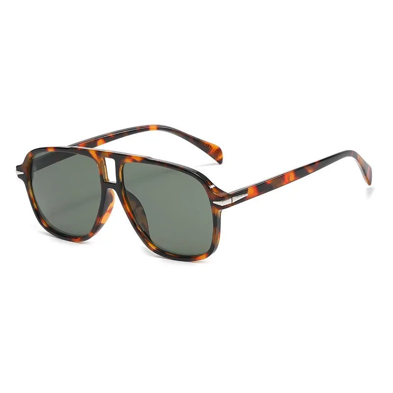 JNPCXI Retro Double Bridges Men Pilot Sunglasses UV400 Rivets Decoration Blue Lens Shades Women Trending Sun Glasses