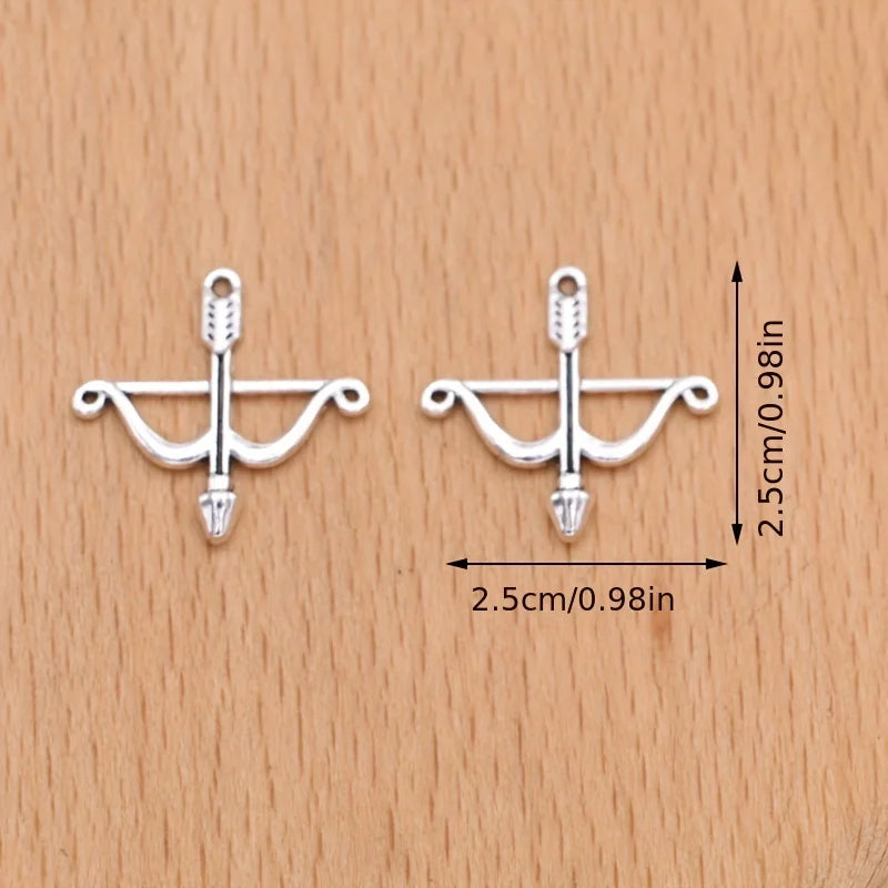 10Pcs Silver Plated Bow and Arrow Charms Pendants for Jewelry Making DIY Necklace Bracelet Earrings Key Chain Accessories