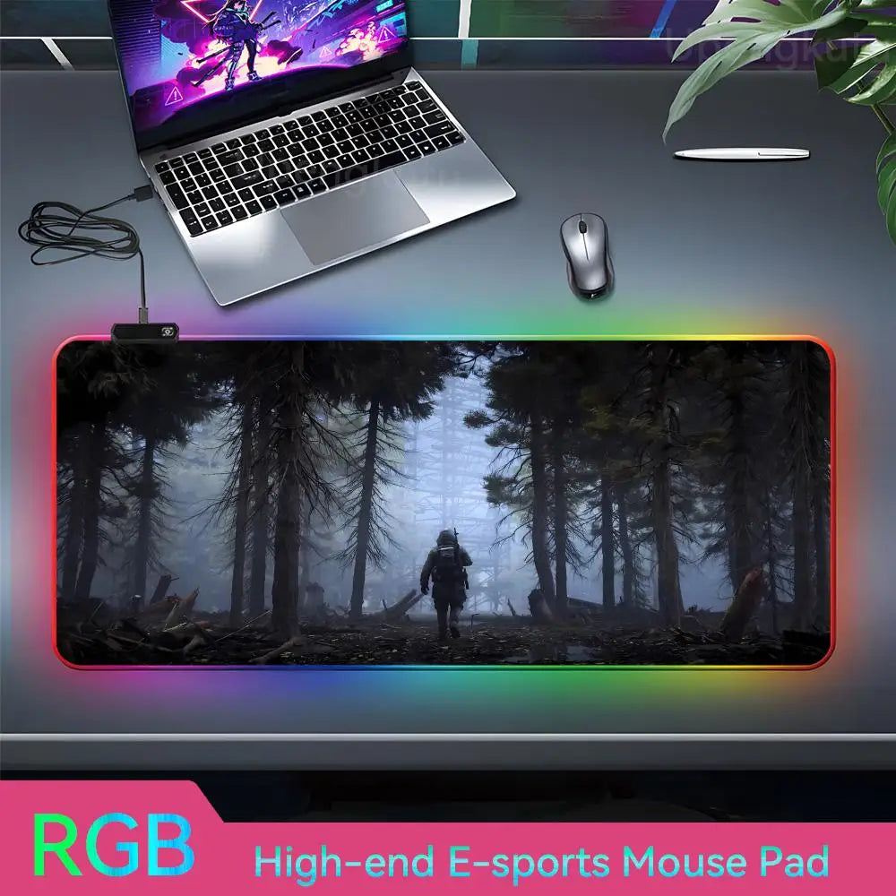 Stalker2 PC Mouse RGB 3mm Rubber Mouse Pad LED Lamp Desk Anime Keyboard Mat 3