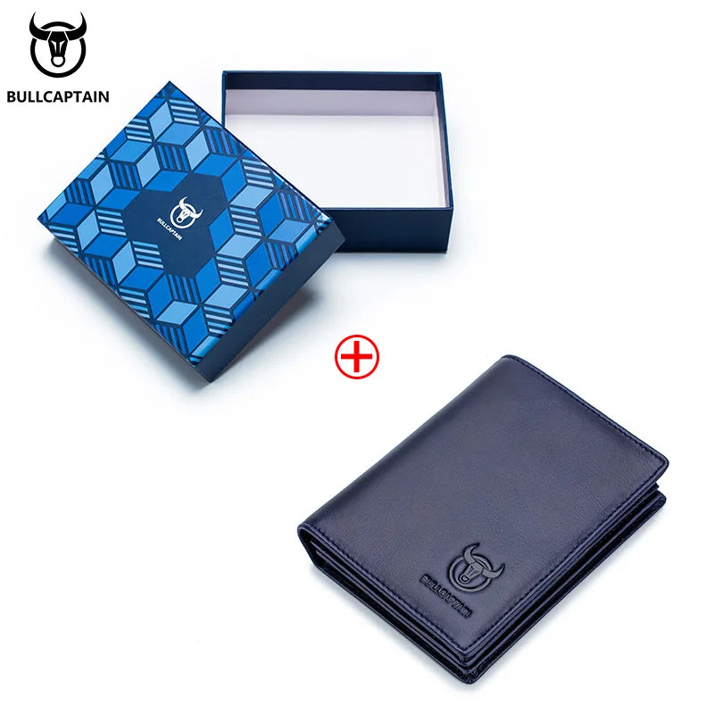 BULLCAPTAIN Men's Genuine Leather Wallet New RFID Locomotive British Leisure Multi Card Bag Large Capacity Waist Leather Wallet
