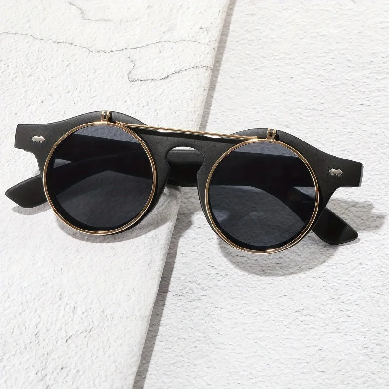 1pc Round Flip-Up Retro Style Glasses  for Fashionable Women - Ideal For, Driving, And Everyday Fashion Accessories
