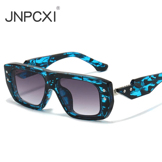 JNPCXI Luxury Square Sunglasses for Men Flat Top UV400 Sun Glasses Women Brand Designer Trendy Female Shades Anti Blue Light