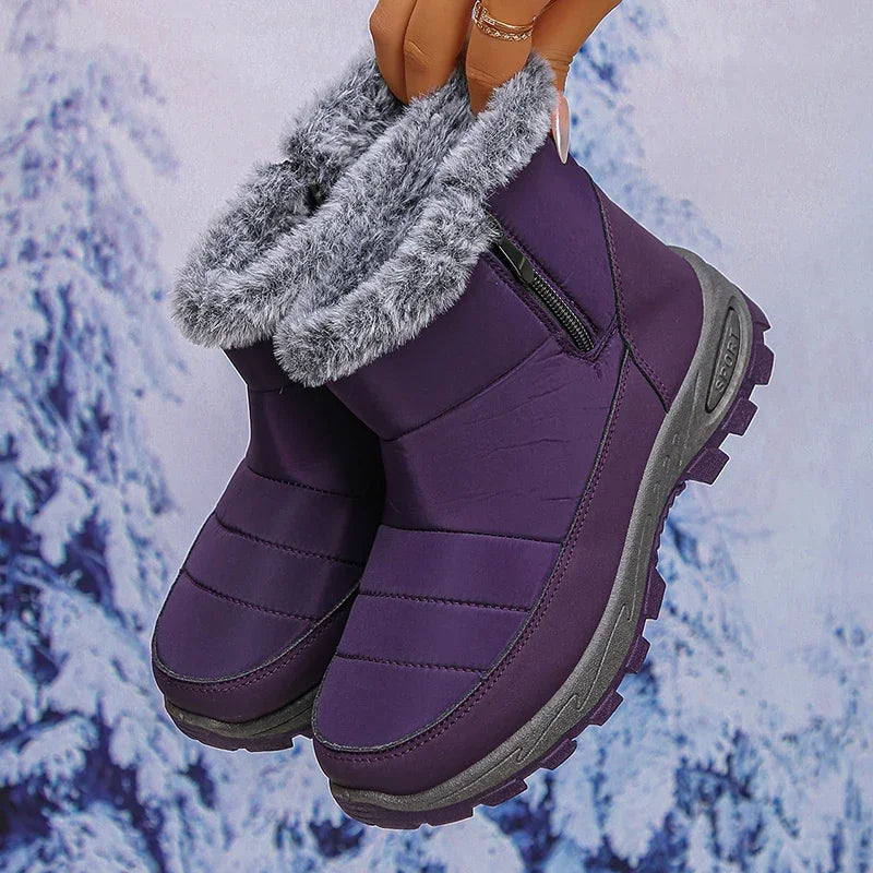 Thicken Plush Waterproof Snow Boots Women 2025 Non Slip Zipper Platform Winter Boots Woman Fleece Lining Warm Ankle Booties 43