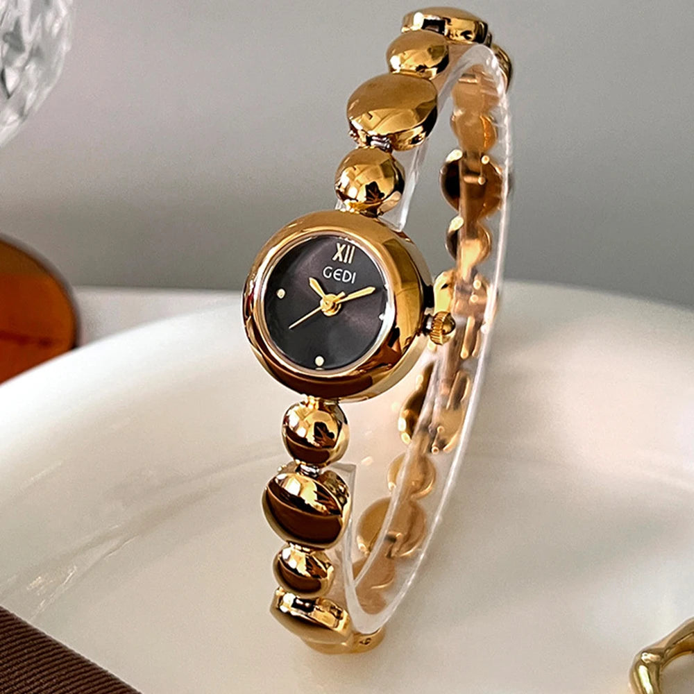 GEDI Gold Watch for Women Fashion Luxury Quartz Vintage Woman Watches Elegant Casual Waterproof Dress Watch Gifts