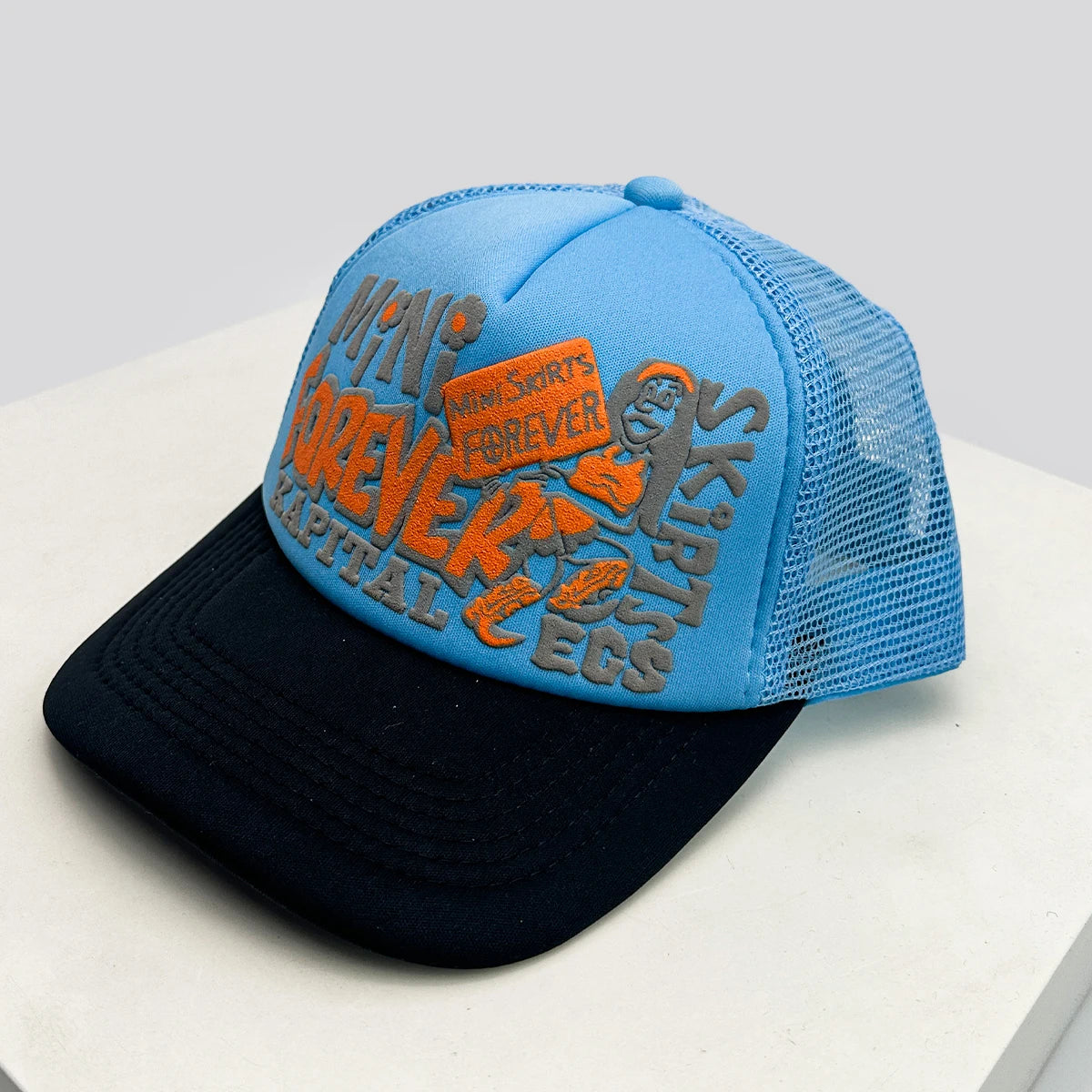 New Unisex American Style Graffiti Printed Letters Baseball Hats Sunshade Color Block Breathable Hip-hop Trucker Caps Versatile