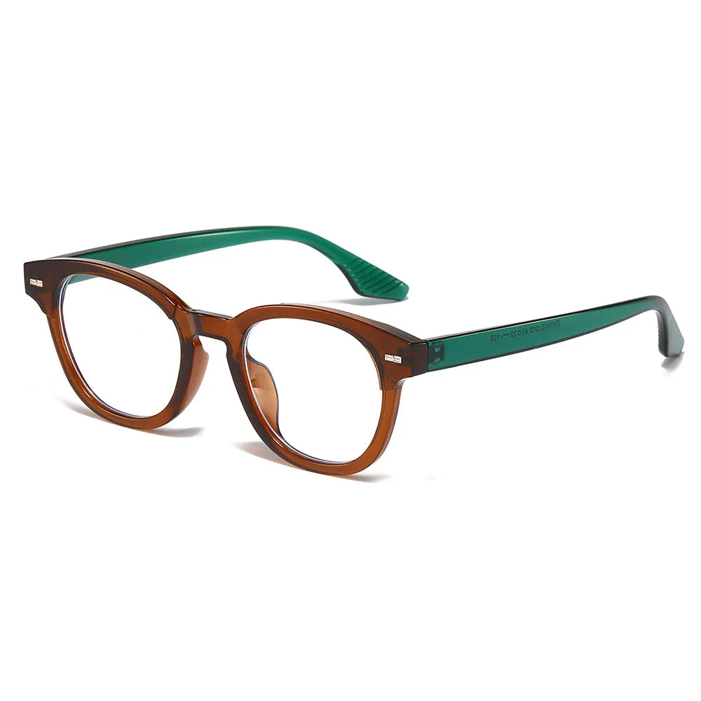 JNPCXI Fashion Men Round Glasses Anti Blue Light Rice Nail Women Eyeglass Fashion Luxury Retro Round Frame Computer Eyewear