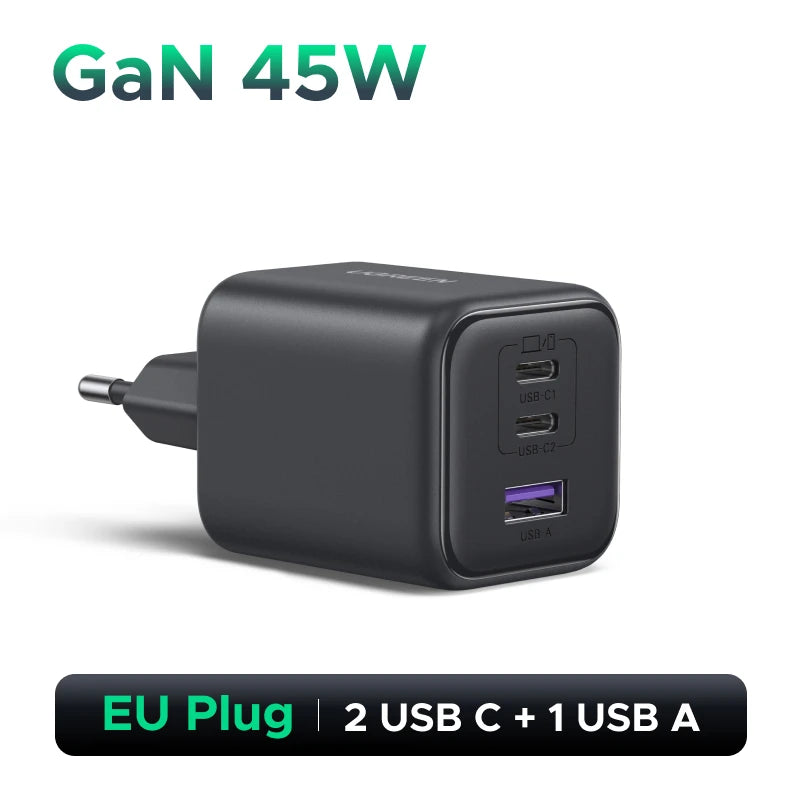 45W GaN Charger PD3.0 PPS QC3.0 USB C Fast Charger Samsung S25 S24 iPhone 16-14