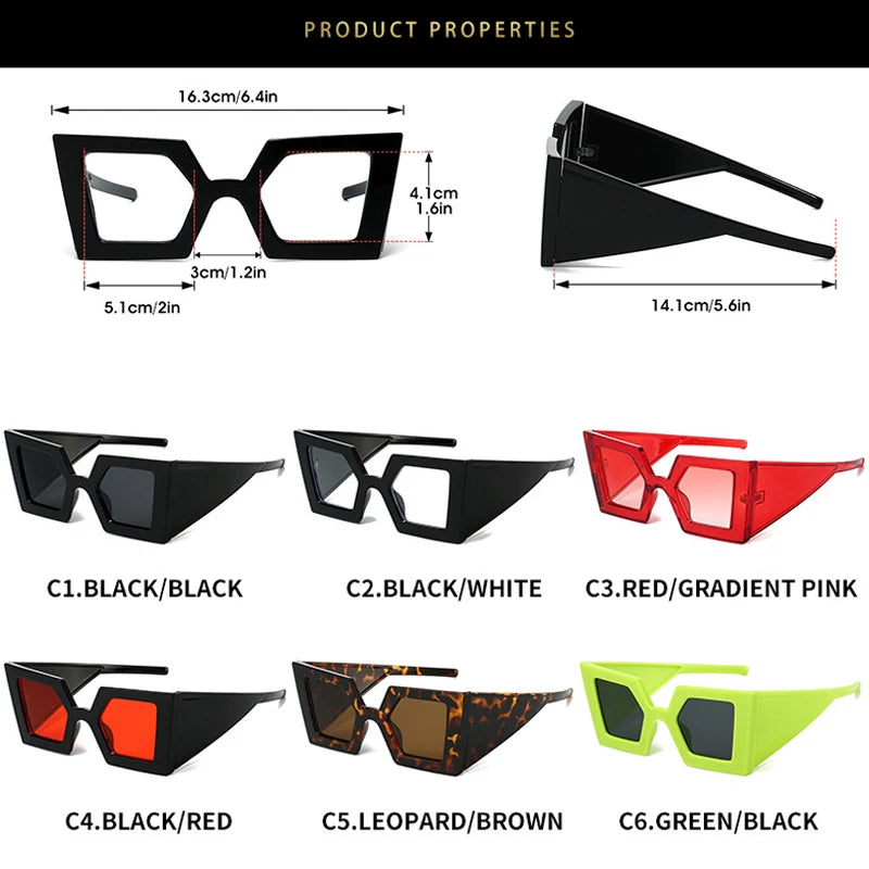 JNPCXI New Y2K Punk Square Sunglasses Women Luxury Big Frame Vintage Sun Glasses For Ladies Fashion Outdoor Shades UV400