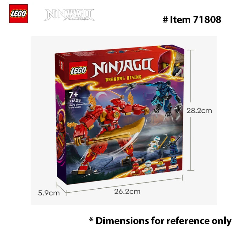 LEGO 71808 Kai’s Elemental Fire Mech, Mini Ninja Toy for Kids Red Ninja Figures