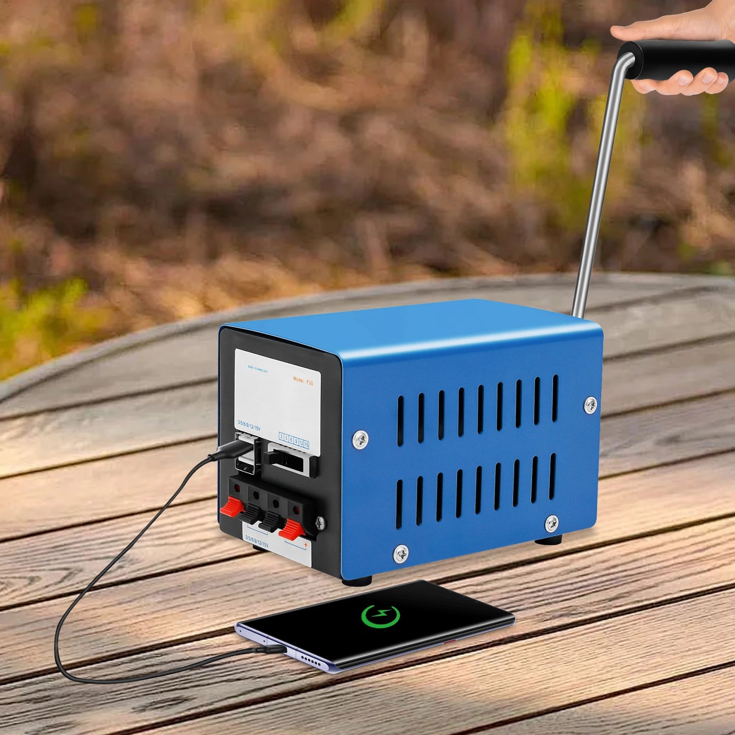 20W Hand Crank Generator Portable Emergency USB Charging for Travel Camping