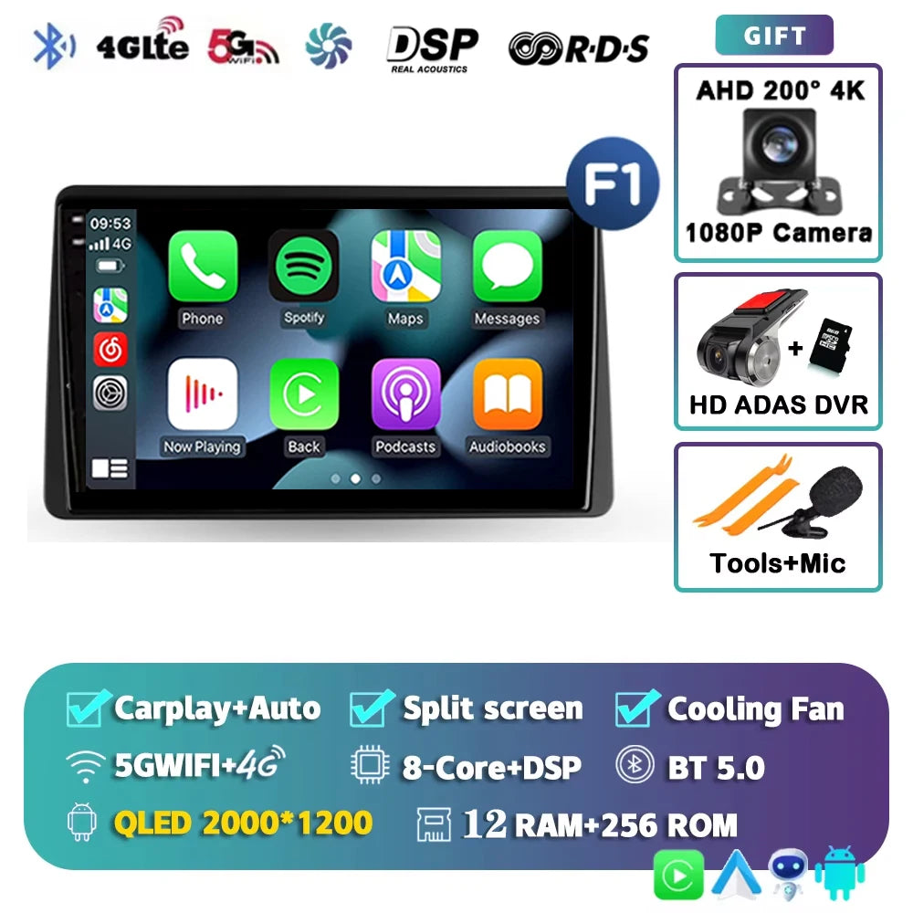 For Renault Duster HM 2 2020 - 2024 2K 12+256 QLED Android 15 CarPlay Car Radio Multimedia Video Player GPS stereo Head Unit