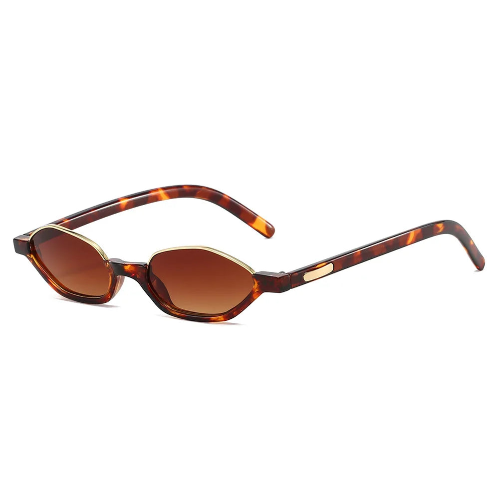 JNPCXI New Semi-Metal Polygon Cat Eye Women Orange Sunglasses Fashion Candy Color Shades UV400 Men Sun Glasses