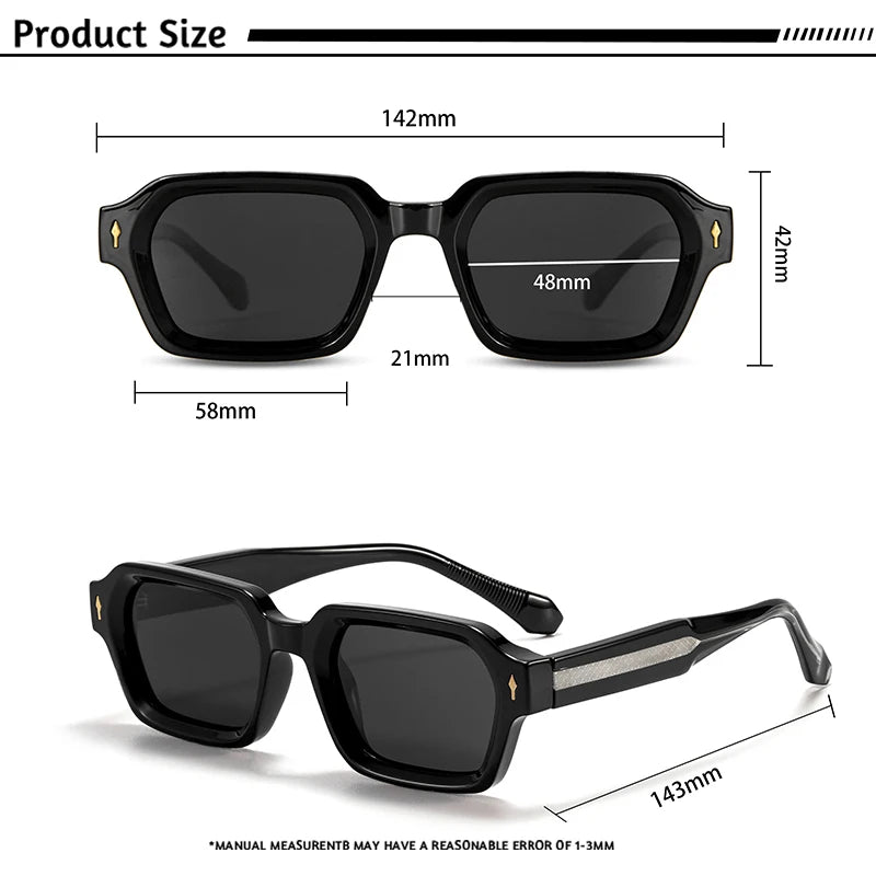 CATERSIDE Fashion Men's Polarized Sunglasses High-Quality Temple Tips Square Sun Glasses Women's Outdoor Party Glasses UV400