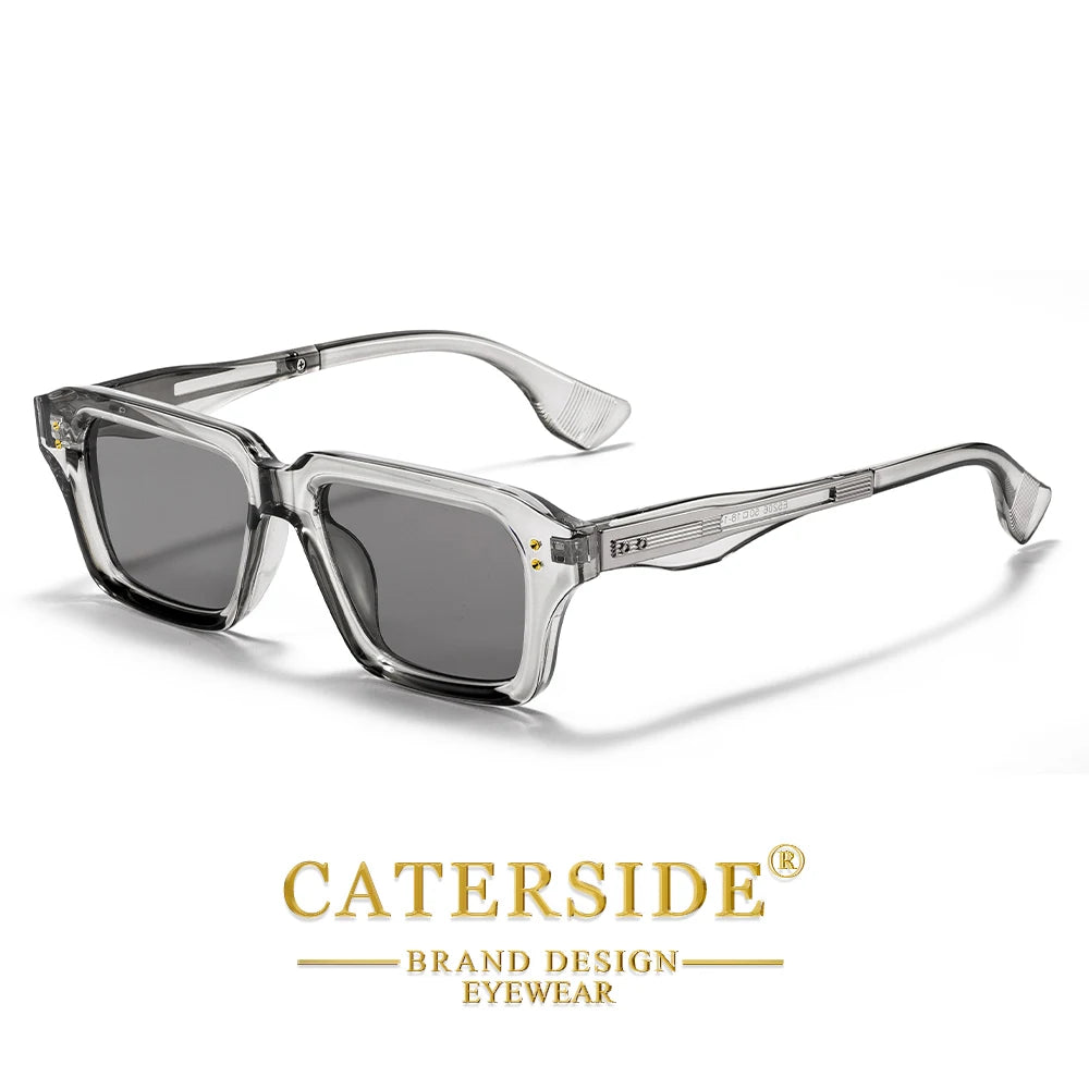 CATERSIDE New Men's Square Sunglasses Premium PC Frame with Metal Temple UV400 Women Retro Fashion Driving Decoration Eyewear