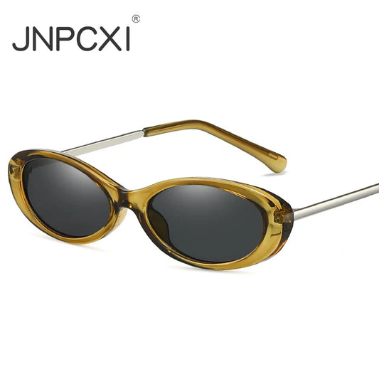 JNPCXI New Vintage Candy Colors Small Oval Women Sunglasses Shades UV400 Fashion Yellow Green Men Trending Punk Sun Glasses