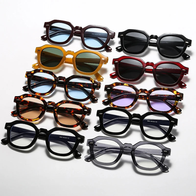 JNPCXI New Fashion Candy Color Square Women Sunglasses Leopard Shades UV400 Retro Trending Rivets Men Sun Glasses