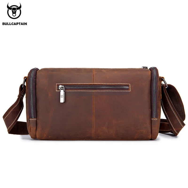 BULLCAPTAIN 2021 New Crazy Horse Leather Men's Shoulder Bag High Quality Men's Messenger Bags Male Bages Retro Bag's