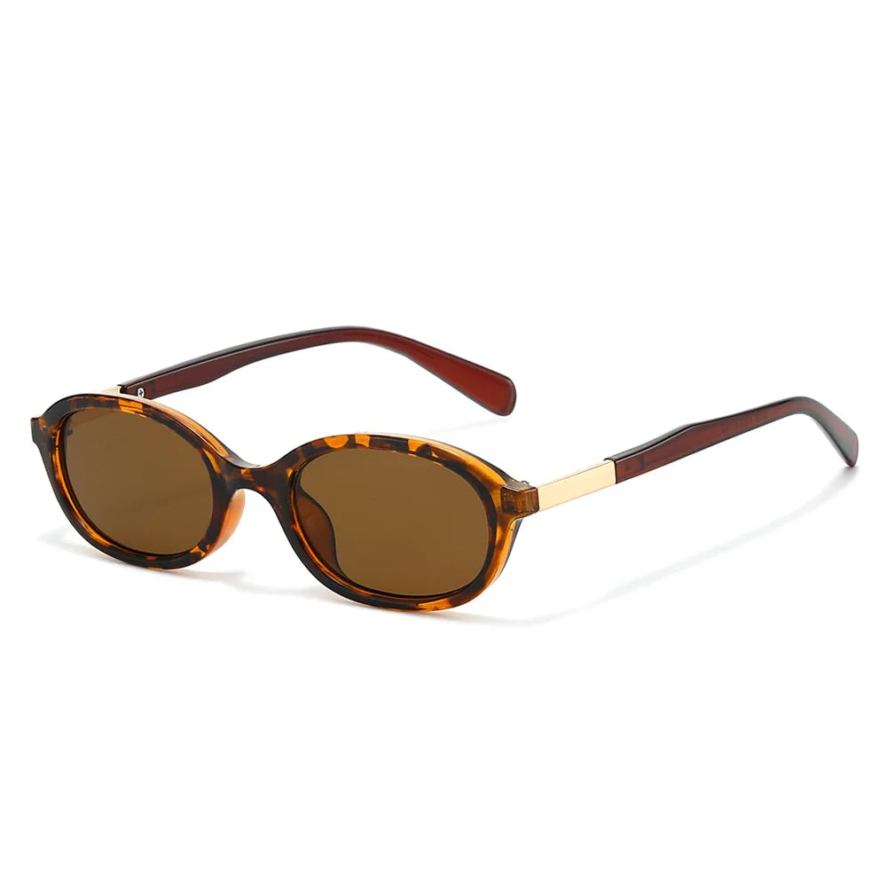 JNPCXI New Oval Sunglasses Women Punk Gradient Shades UV400 Men Trending Leopard Tea Sun Glasses