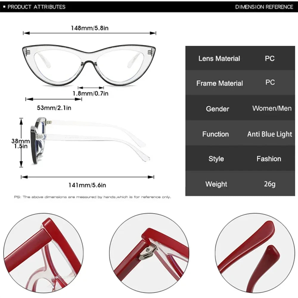 JNPCXI New Blue Light Glasses Women Cat Eye Eyeglasses Frames Computer Glasses Clear Spectacles Small Oval Clear Frames Ladies