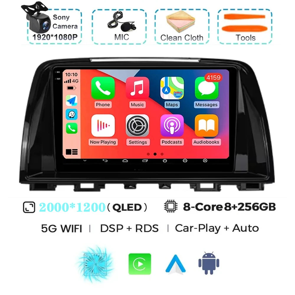 Android 15 For Mazda 6 GJ Atenza Touring Sport GT Carplay Auto Car Radio Multimedia Video Player Navigation GPS No 2Din 2 Din 4G