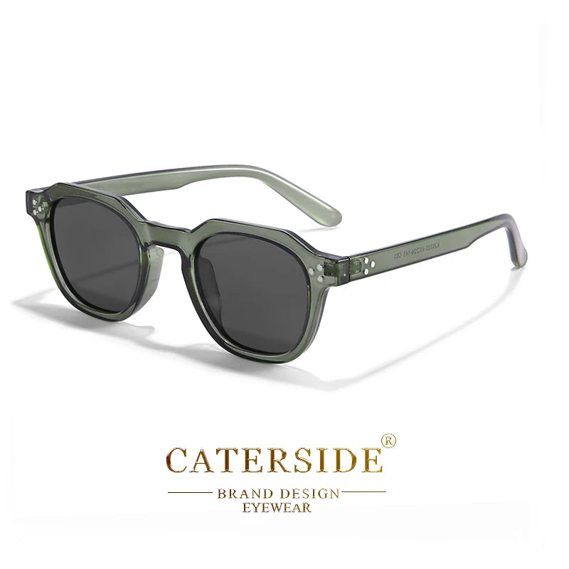 CATERSIDE Retro Polarized Sunglasses Men Acetate Temple / TR Frame Polygon Women Sun Glasses High Quality Travel UV400 Eyewear