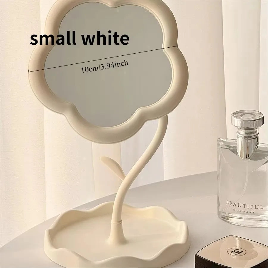 Desktop Sunflower Shape Vanity Mirror: Cute Detachable Jewelry Holder Makeup Mirror for Girls, High-Definition Touch-Up