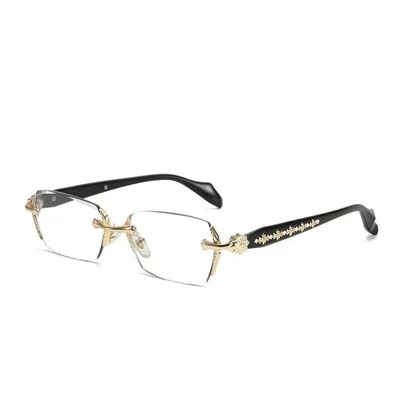 New Y2K Retro Square Glasses Transparent Rimless Rectangle Shades Glasses Women's Anti Blue Light Computer Eyeglasses