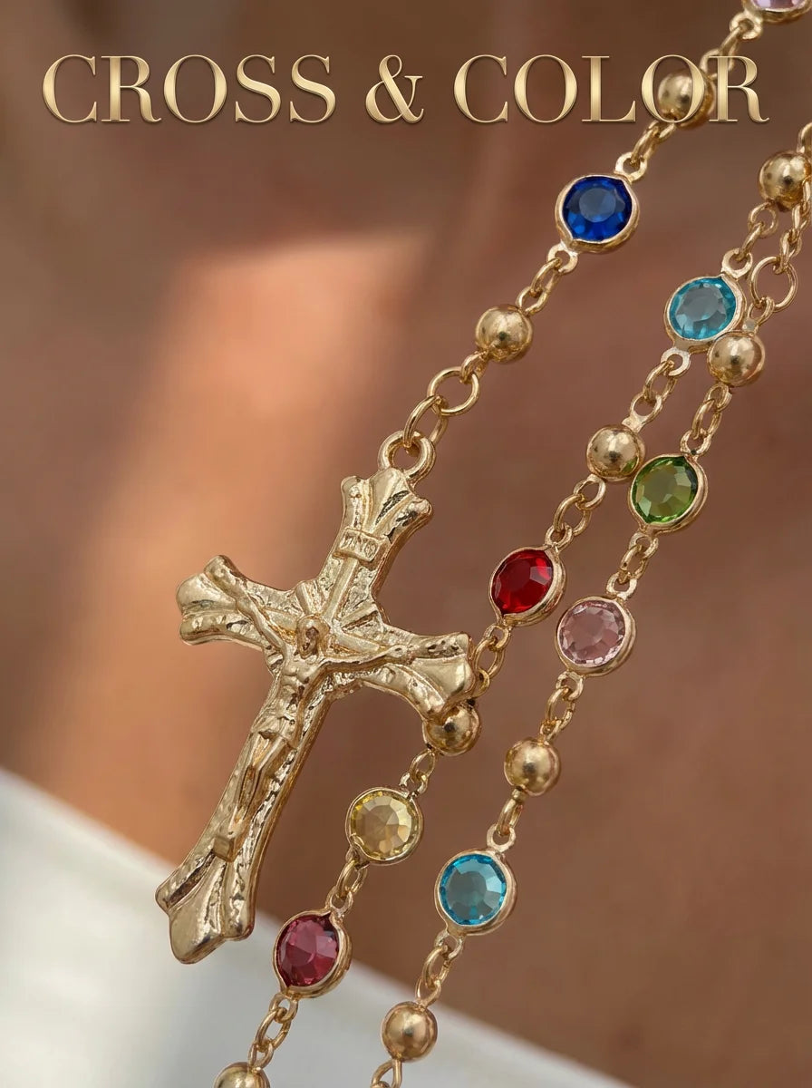 Layered Jesus Cross Pendant Necklace Vintage Metal Chain Women Punk Y2K Collar Jewelry Accessories Gifts