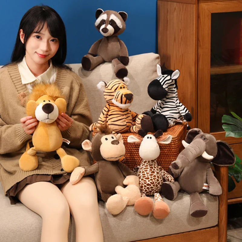 New  Stuffed Lifelike Lion Tiger Elephant Monkey Leopard Doll Simulation Forest Animals Plush Toys  Birthday Gift