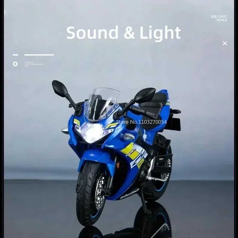 1:12 SUZUKI GSX-250SR GSX-R1000R Alloy Motorcycle Alloy Diecasts Model Racing Toys Sound Light Rubber Tires Motorbike Kids Gifts