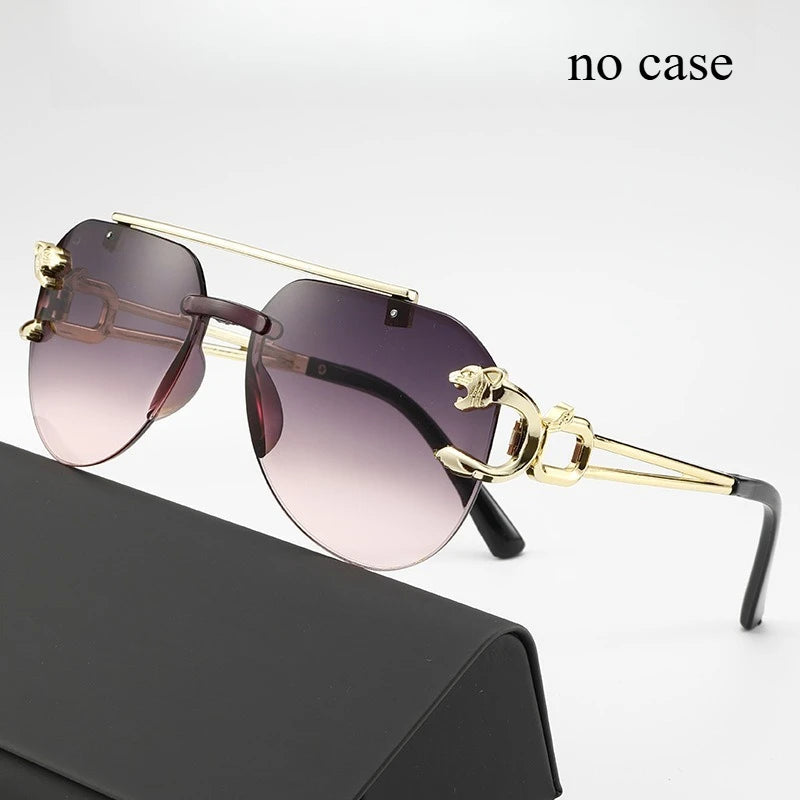 Gradient Punk Sunglasses UV400 Frameless Eyewear Vintage Sun Glasses for Women Men