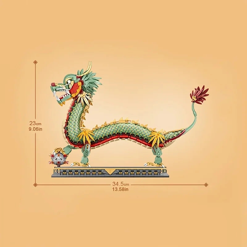 Green Chinese Dragon Mascot Mini Building Blocks
