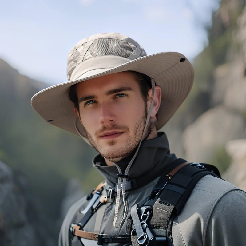 9245Summer large brim breathable shade fisherman hat Men's spring and autumn sun hat outdoor hiking fishing hat