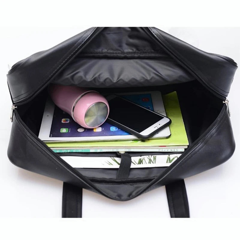 Student Handbag Waterproof PU Leather Single Shoulder PC Uniform Bag Men Women