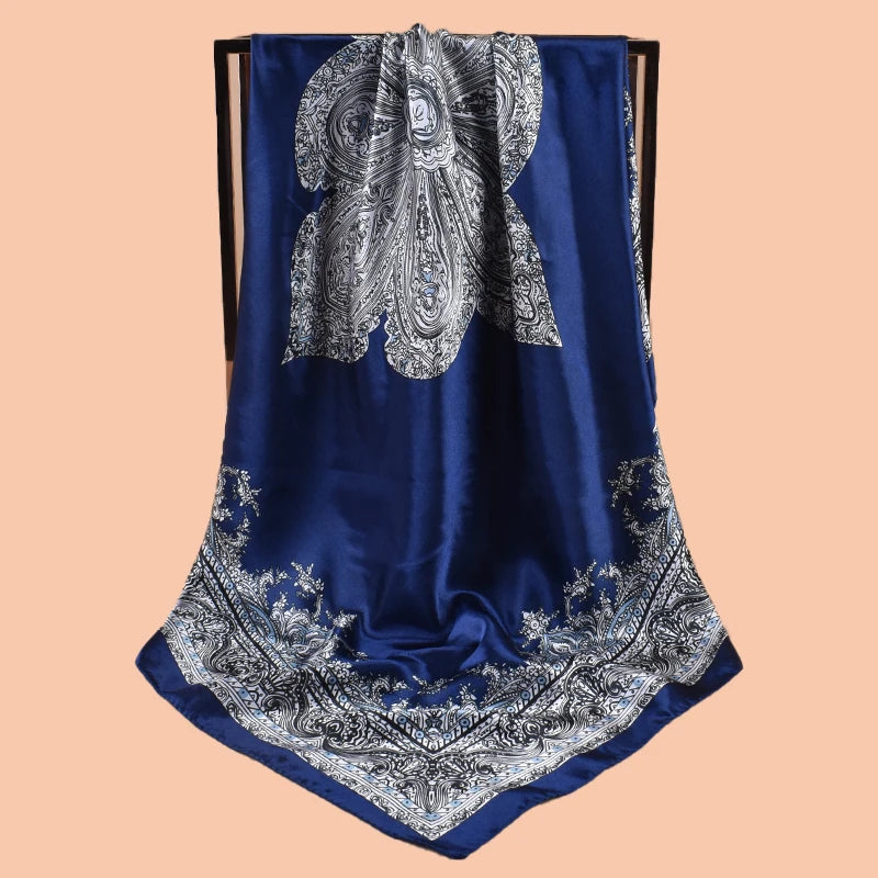 1PC Women's Summer Beach Accessory Fashion Satin Square Scarf 90*90inch Multi-use Headscarf Party Use Versatile Hair Towel