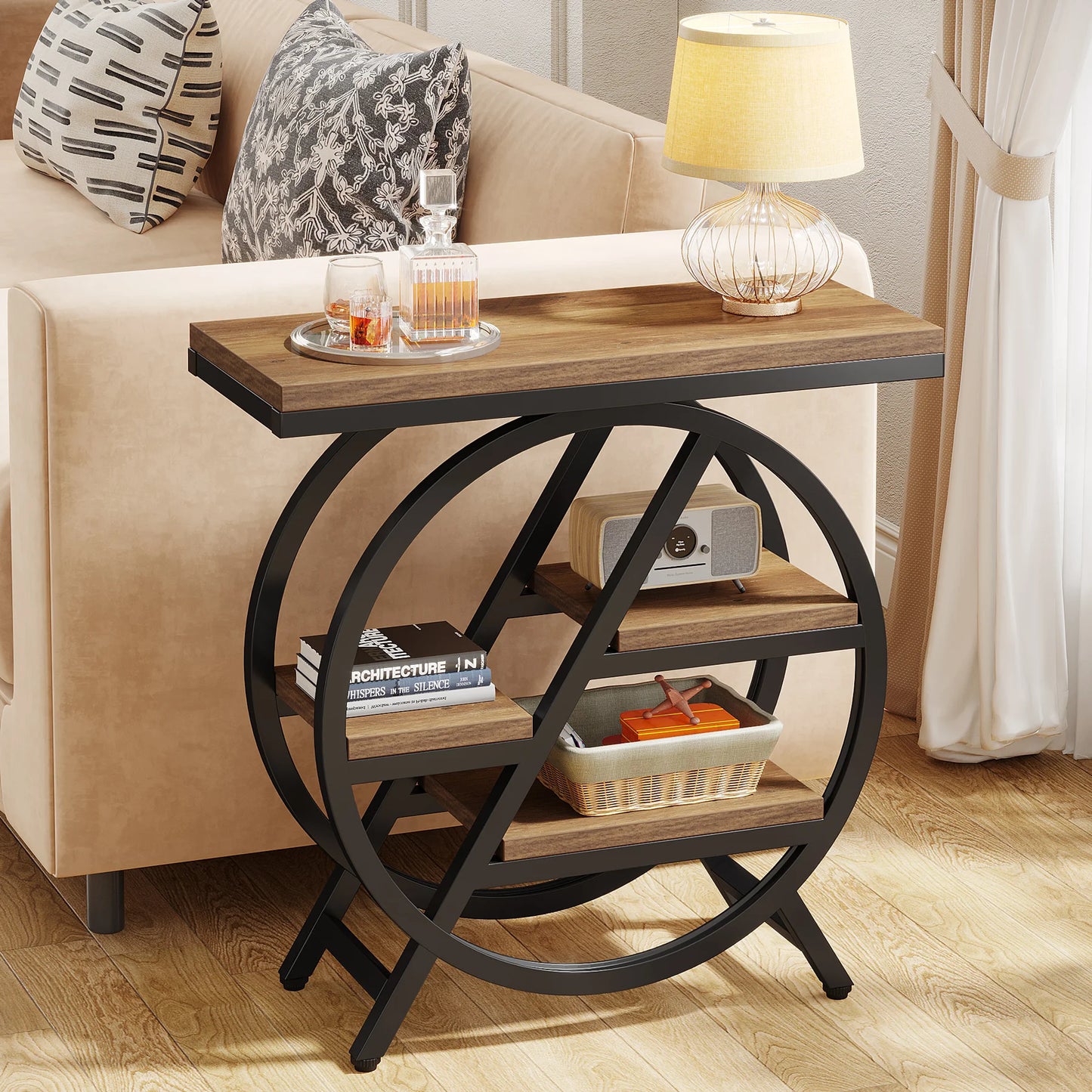 Tribesigns  Living Room, 3-Tier Narrow Side End Table w/ Storage Sofa Side Table