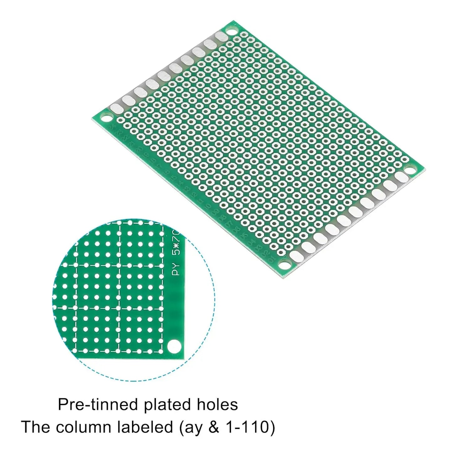 20 Pcs Double Sided PCB Board 2X8 3X7 4X6 5X7 Tinned Through Holes FR4 Prototype Kit Printed Circuit Universal Perfboard for DIY