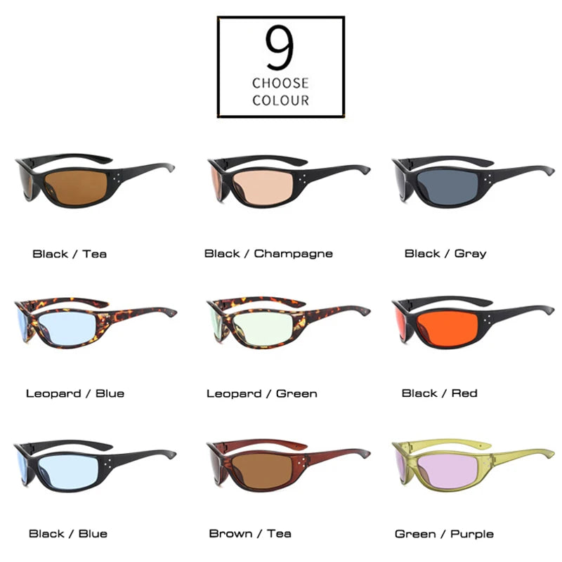 JNPCXI New Retro Y2K Candy Color Cat Eye Sunglasses Women Fashion Rivets Outdoor Sports Punk Men Trending Sun Glasses