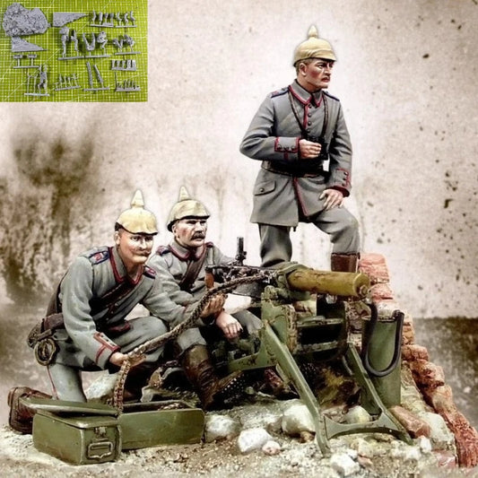 High quality 1:35 cast resin model gray kit, one-stop European Army battlefield 3-person set model, unpainted